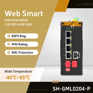 Switch Gigabit Industrial Administrado Lite de 6 Puertos (2 SFP, 4 RJ45) IP40 12Gbps para Fábrica Inteligente SH-GML0204-P SH LINK en Stock - Product Image 1