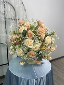 Nueva Bola de Rosas Estrelladas Color Champán de 55 cm, Decoración Floral para Mesa de Boda, Flor Artificial Preservada - Product Image 4