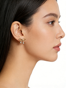 Boucles d'oreilles élégantes pour femmes en acier inoxydable avec zirconias, hypoallergéniques et parfaites comme <span class=keywords><strong>cadeau</strong></span> de fête pour les femmes - Product Image 3