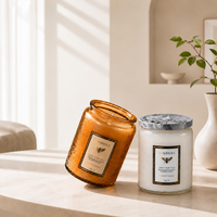 Étiquettes personnalisées pour pots de bougies avec estampage doré - Autocollants de luxe en PET pour emballages de bougies parfumées et de parfums d'intérieur