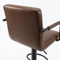 Tabouret de bar moderne avec accoudoirs, pivotant, réglable en hauteur, design ergonomique, siège rembourré, structure métallique, cuir