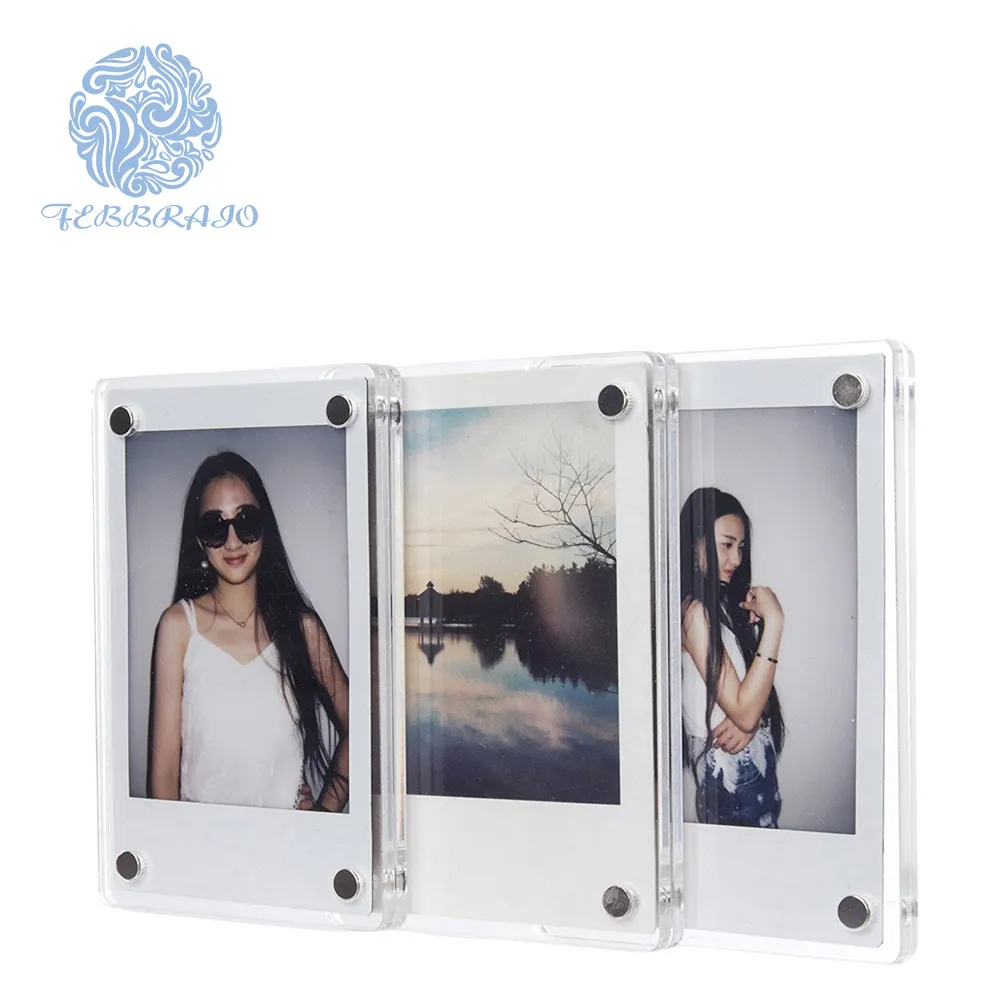 Transparent magnetic picture frame for fujifilm instax mini film for refrigerator & magnetic surface