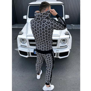 Nuova Offerta <span class=keywords><strong>Tuta</strong></span> da <span class=keywords><strong>Uomo</strong></span> Slim A Quadri con Lettere, Giacca con Cappuccio e <span class=keywords><strong>Pantaloni</strong></span> Lunghi Sportivi per Palestra e Tempo Libero - Product Image 1