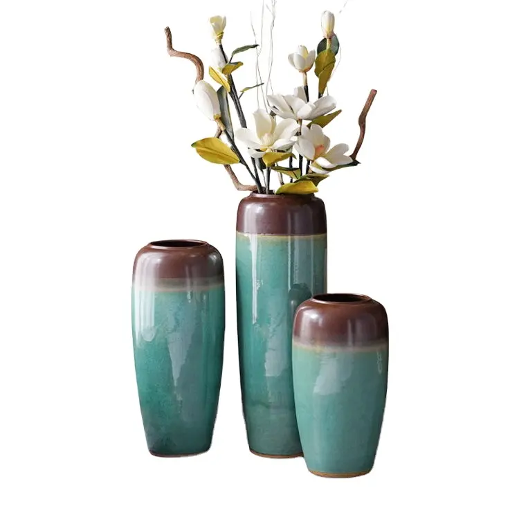 Boden vase Licht Luxus Wohnzimmer Stand Vase Pastoral Stil Jarrones Altos De Ceramica Ofen wechsel Große orientalische Boden vase