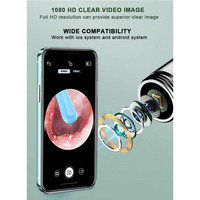 Nettoyeur d'oreilles visuel sans fil intelligent, rechargeable, type-C, endoscope électrique, outil d'élimination de la cire, 6 lumières LED, cure-oreilles avec caméra HD