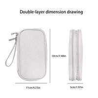 Étui multifonctionnel en cuir double couche pour accessoires numériques et pochette de voyage pour batterie externe avec compartiment pour écouteurs (Style Instagram)