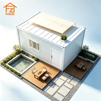 Conteneur modulaire portable transformé en salon de thé moderne de style zen pour les loisirs en plein air dans le jardin