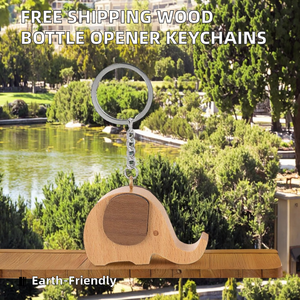 Llaveros abridor de botellas de cerveza de madera ecológicos (paquete de 50) - Abrebotellas de madera en blanco para grabado láser - Product Image 2