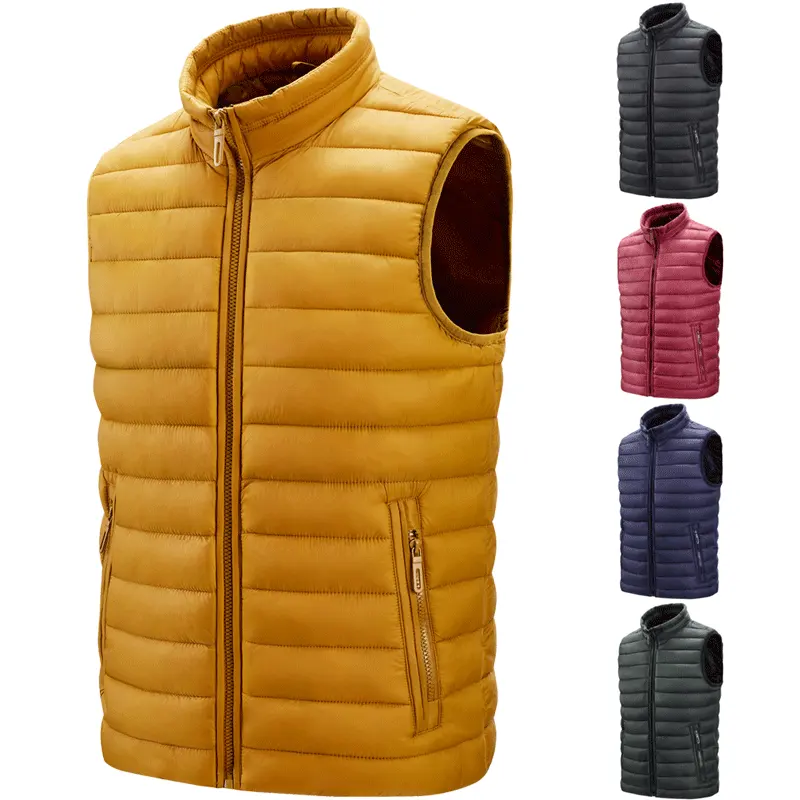 OEM Custom Winter Zipper Winter Sleeveless Jacket Quilted Down Waterproof Puffer Men's Vests