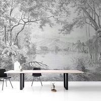 Papier peint en tissu floral tropical imprimé sur mesure, papier peint mural 3D pour la décoration de bureaux et d'hôtels