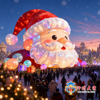 Handgefertigte Seiden-Weihnachtsmann-Kopf-Laterne für Außenbereich Festliche Dekoration Riesige LED-Beleuchtete Feiertagsdekoration