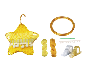 Jouet DIY pour enfants, créez votre propre mini métier à tisser en forme d'étoile, ensemble de tissage manuel, ornement suspendu en forme d'étoile, fil arc-en-ciel, jouet artisanal fait main - Product Image 1
