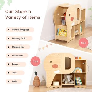 Libreria <span class=keywords><strong>Montessori</strong></span> a Forma di Elefante, <span class=keywords><strong>Scaffale</strong></span> per Bambini a 2 Ripiani, Organizzatore per Libri e Giocattoli <span class=keywords><strong>Montessori</strong></span> - Product Image 4
