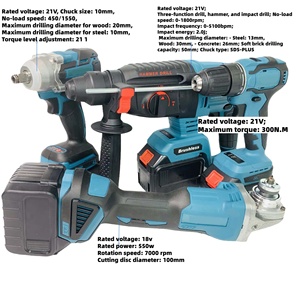 Kit Combinado Profesional de <span class=keywords><strong>4</strong></span> Herramientas Inalámbricas de 21V, Amoladora Angular, Taladro Percutor, <span class=keywords><strong>Llave</strong></span> de <span class=keywords><strong>Impacto</strong></span>, Compatible con Batería <span class=keywords><strong>Makita</strong></span> - Product Image 1
