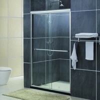 Porte de douche coulissante double en verre trempé Aqua avec cadre AL à prix avantageux