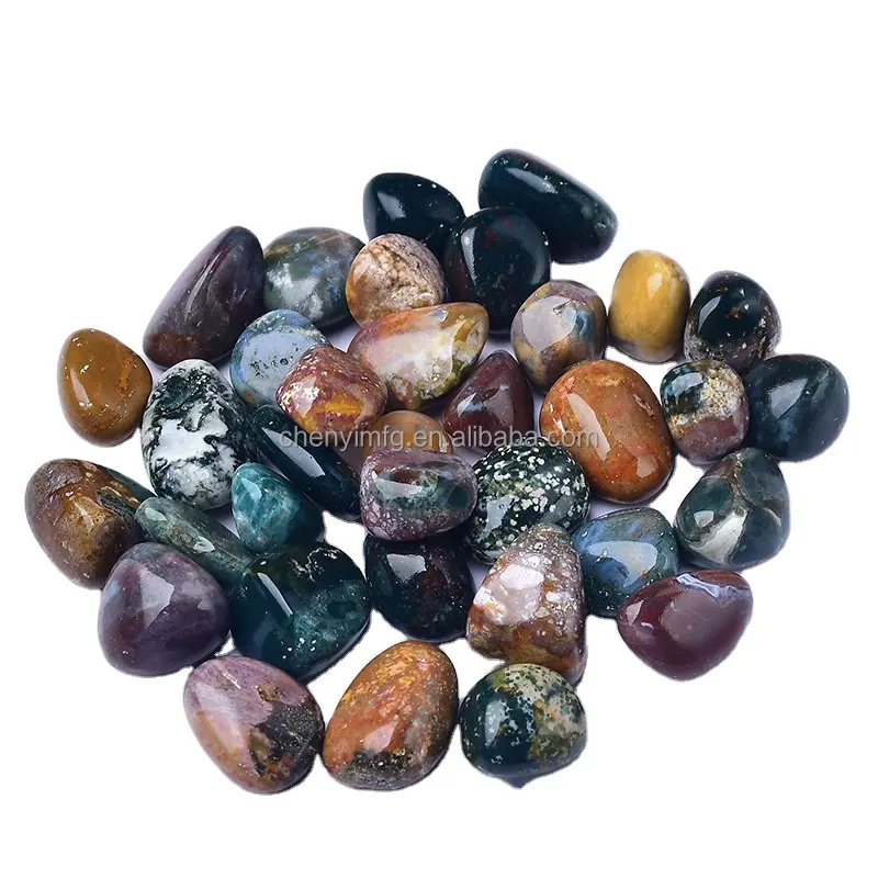 Ocean Jasper Tumbled Stone Natural Colorful Polychrome Pocket Stone 2-3cm Indian Agate 3-5cm Ocean Agate Palm Stone for Healing