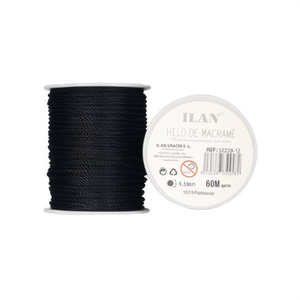 Corda per Macramè 1,5 mm 60 m Poliestere Nero - Product Image 1