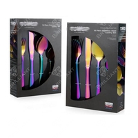 Ensemble de couverts en acier inoxydable Seeshine Rainbow Metal, finition miroir, passe au lave-vaisselle