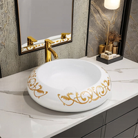 Lavabo d'armoire sanitaire de couleur d'or pour les éviers de comptoir en céramique ovale moderne blanc en vente de gros