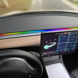 نموذج 3/Y للوحة القيادة ومخرج الهواء من Hansshow شرائط إضاءة RGB 64 ملونة لترقية الإضاءة الداخلية ل Tesla