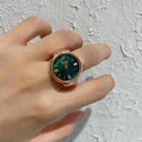 Jam Tangan Cincin Dial Hijau Laris Manis, Aksesoris Fashion Kreatif, Cangkang Paduan Vintage, Jam Quartz Pria, Perhiasan