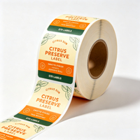 Étiquettes personnalisées en rouleau synthétiques mates, résistantes à la déchirure, autocollantes pour l'impression d'étiquettes d'emballage de pots de confiture de fruits à l'orange