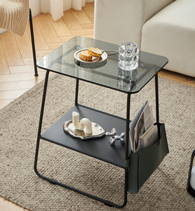 <span class=keywords><strong>Table</strong></span> <span class=keywords><strong>basse</strong></span> <span class=keywords><strong>en</strong></span> métal et verre minimaliste nordique avec rangement pour petits appartements, <span class=keywords><strong>salon</strong></span>, chambre à coucher, meubles <span class=keywords><strong>de</strong></span> maison - Product Image 3