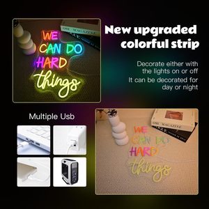 Letrero iluminado LED para oficina de biblioteca de aula 'Podemos hacer cosas difíciles regalo de decoración de arte de pared de neón para estudiantes y profesores - Product Image 4