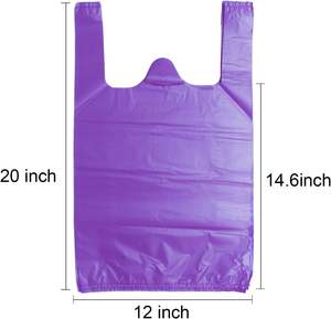 Sacs en plastique de qualité alimentaire de conception de t-shirt violet avec poignées pour l'épicerie et le commerce de détail pour le stockage de chaussettes - Product Image 2