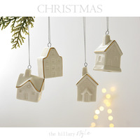 Noël petite maison en céramique ensemble décoration de noël pendentif arbre ornement article décoratif Figurine et jouet produit