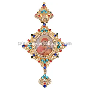 Orthodox Church Suppliers Greek Religious Art &amp; Craft Maria with baby Jesus Icon Bishop Pectoral Cross