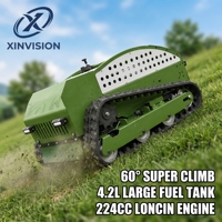 Mesin Pemotong Rumput RC Profesional Tanpa Sikat Loncin 224cc Lebar 550mm Kemampuan Mendaki 60 Derajat Robot Pemotong Rumput Beroda Rantai untuk Pemadaman Kebakaran