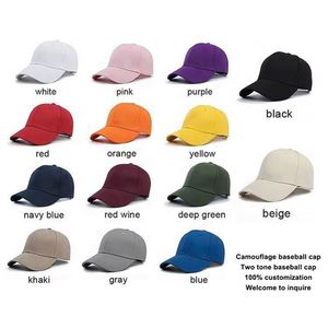 Customizable 100% Cotton Baseball Cap for Women Men's Adjustable Sports Hat with Plain Logo <b>Embroidery</b> Black <b>Material</b> - Product Image 2