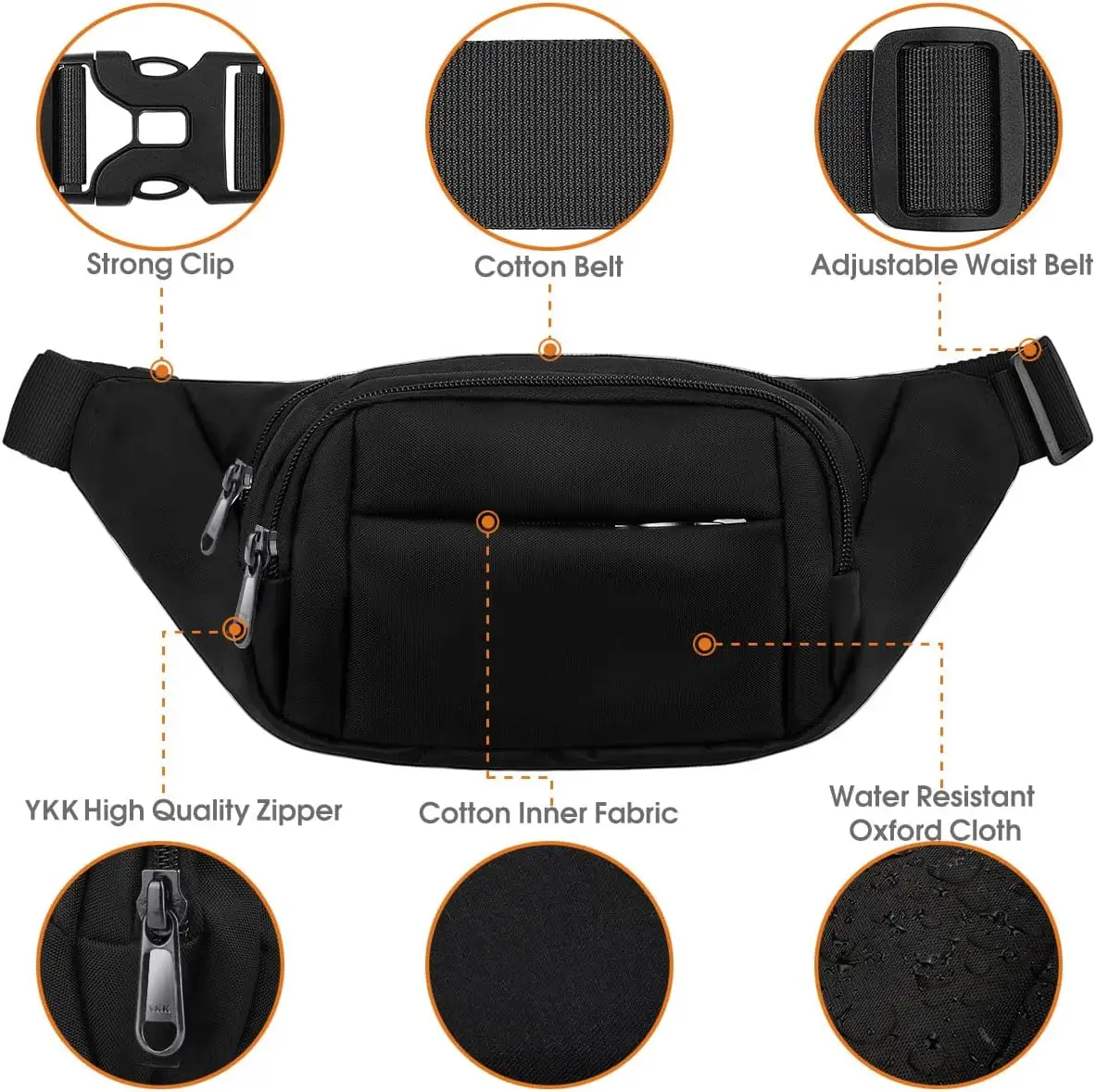 2024 Custom Adjustable Waterproof Multi-Functional Mobile Phone Large Capacity Wallets Waist Bag Fanny Pack Men Sports Running