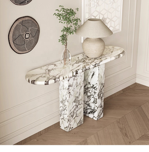 モダンラグジュアリーミニマリストCalacatta Viola大理石コンソールテーブルホールホールホールホールホールホールホームリビングルームホテルエントリーホーム家具 - Product Image 3