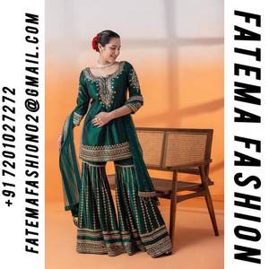 ชุดส่าหรีอินเดียปักเลื่อม 3 ชิ้น ชุดเดรสชาติพันธุ์ดีไซน์เนอร์ปากีสถาน ผ้าชินนอนอย่างดี ชุดสำเร็จรูป - Product Image 5