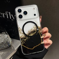 Conception de motif personnalisable |   Étui de téléphone magnétique anti-chute en résine scintillante platine marbrée |   Coque de protection antichoc