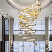 Escalier tournant à plusieurs étages, long lustre LED en cristal, CRI 90, angle de faisceau 360°, garantie 3 ans, dimmable, pour hall d'hôtel