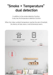 Detector de Humo y Calor Inteligente con Doble Sensor, Detector de Incendios Fotoeléctrico WiFi, Batería de Larga Duración, Compatible con el Asistente de <span class=keywords><strong>Google</strong></span> - Product Image 4