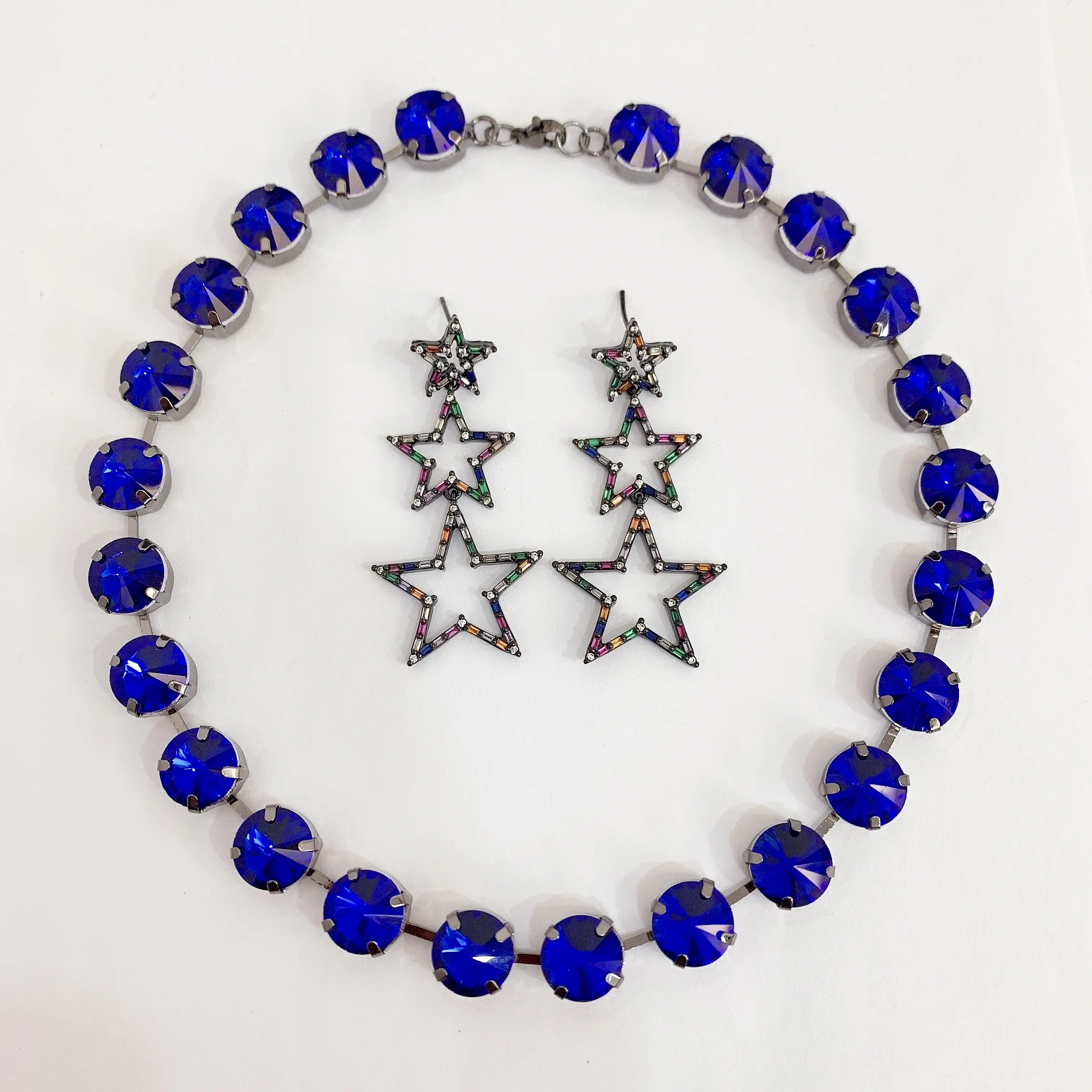 LS-L1725 Hot selling blue full zircon necklaces for party fine jewelry cz necklaces for girl women chocker necklace