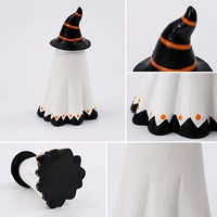Ornements en résine synthétique sur le thème des fantômes pour Halloween, motif fantôme tenant une citrouille, accessoires de décoration pour scènes de fête transfrontalières