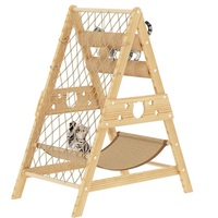 Arbre à chat pliable en bois massif de 85 cm avec corde en sisal, structure d'escalade, centre d'activités intérieur pour chatons avec hamac et griffoir