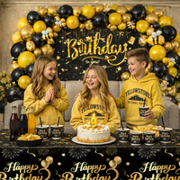 Ensemble de décoration pour fête d'anniversaire sur le thème de l'abeille, 202 pièces, ballons, toile de fond, vaisselle, kit de fête sur le thème de l'abeille tout-en-un pour les anniversaires en intérieur et en extérieur