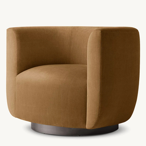 Sofá individual giratorio con base de roble, reposabrazos de tela para sala de estar informal, sillón moderno de café suave para dormitorio - Product Image 6