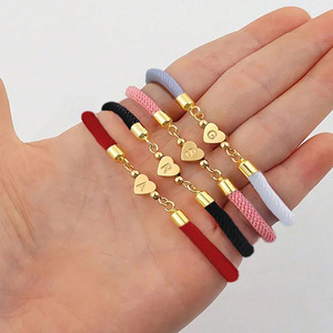 All'ingrosso braccialetto intrecciato a forma di cuore di amicizia milano in oro placcato in acciaio inox A-Z 26 lettere iniziali braccialetto per le donne degli uomini - Product Image 4