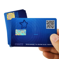 Tarjeta de Identificación Personalizada de Policarbonato PC, Tarjeta de Membresía con Holograma Degradado Azul, Tarjeta de Seguridad con Código QR para Acceso de Miembros del Club