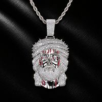 Nouvel Arrivage Collier Pendentif Personnage Hip Hop Tendance Épine en Laiton Entièrement Pavé de Zircone Cubique et Émail pour Hommes et Femmes