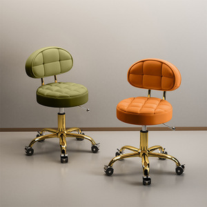 Chaise de Salon de Beauté Pivotante et Réglable en Hauteur avec Roulettes, Tabouret de Coiffure et <span class=keywords><strong>Manucure</strong></span> d'Extérieur avec Dossier, Chaise de Barbier en Métal - Product Image 5