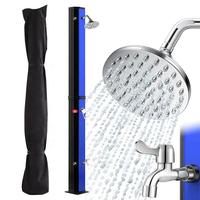 2024 35L octogonale bleu vif extérieur jardin colonne de douche solaire piscine bord de mer sable plage panneau de douche