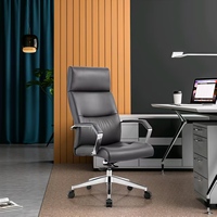 Chaise de bureau de direction moderne de luxe à dossier haut réglable avec design ergonomique en cuir PU de qualité supérieure et base en métal robuste
